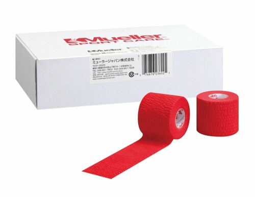 Mueller(ミューラー) ティアライトテープ 赤いこと Tear light Tape Red 50粍 (6個入り口・入口) ホンブルグ帽伸縮磁気テープ スモール容器に並べる 23676 赤いこと 50粍