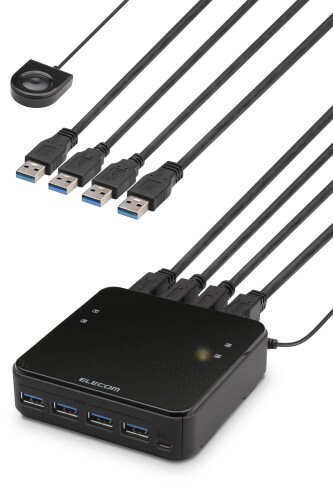 エレコム USB切替器 PC&rarr;4ポート USB3.0&rarr;4ポート 手元スイッチ ブラック U3SW-T4｜アルメリア店