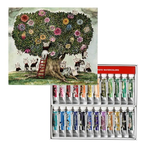 お値下げしました!!ヒグチユウコ、ホルベインコラボ透明水彩絵の具１０８色です。 ヒグチユウコ ホルベイン 透明水彩絵具 5ml XW441 24色セット