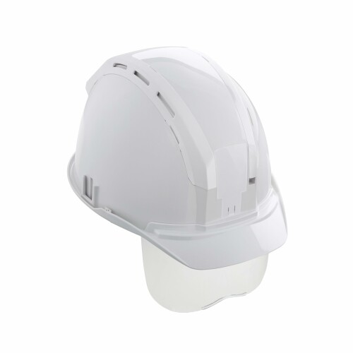 タジマ ヘルメット セフメット ホワイト シールド付 HSWWSB 厚生労働省保護帽検定合格品(飛来・落下物用/墜落時保護用) 前後左右4カ所にセフ取付溝 内装スチロールレス・衝撃吸収ス