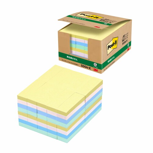 3M ポストイット 付箋 細い パステルカラー 75&times;25mm 100枚&times;80パッド 5004-K エコマーク認定商品 グリーン購入法適合｜アルメリア店