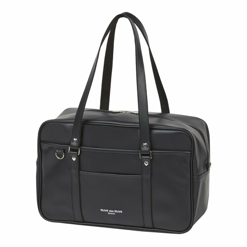 オリーブ デ オリーブ スクール スクールバッグ 合皮 19L タブレットPC収納 A4対応 女子 中学生 高校生 通学バッグ スクバ 肩掛け 黒 パープル刺繍 おしゃれ 大容量 自立 軽量 入学祝い JK