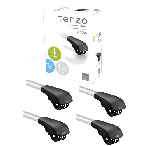Terzo テルッツォ (by PIAA) ルーフキャリア ベースキャリア フット 4個入 ルーフレールタイプ ブラック エアロバー用 ロック付 EF103A｜アルメリア店
