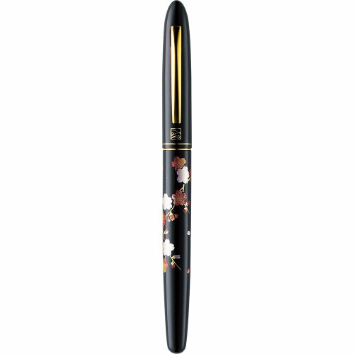 呉竹 筆書き込み 万年毛筆 蒔絵謂われ因縁 枝桜 黒 黒軸 DU180-215