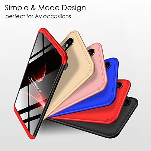 EChrisRedmiNote7(64G)スマホケース360°フルカバー全面保護耐衝撃スリム薄型チケース一体型人気携帯カバー(ブルー)