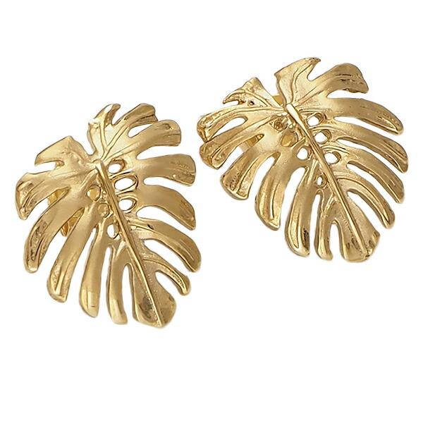 市場 ハワイアンジュエリー モンステラ ゴールド 14K イエロー ピアス