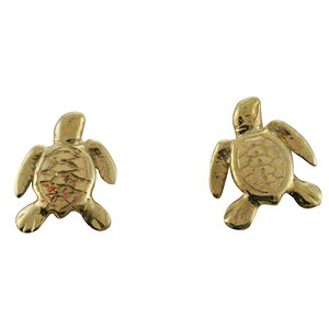 ハワイアンジュエリー ピアス イヤリング 14K ゴールド ミニリアルホヌピアス メンズ レディース ゴールド ハワイ製 プルメリア｜ハワイアンジュエリー　アロアロ
