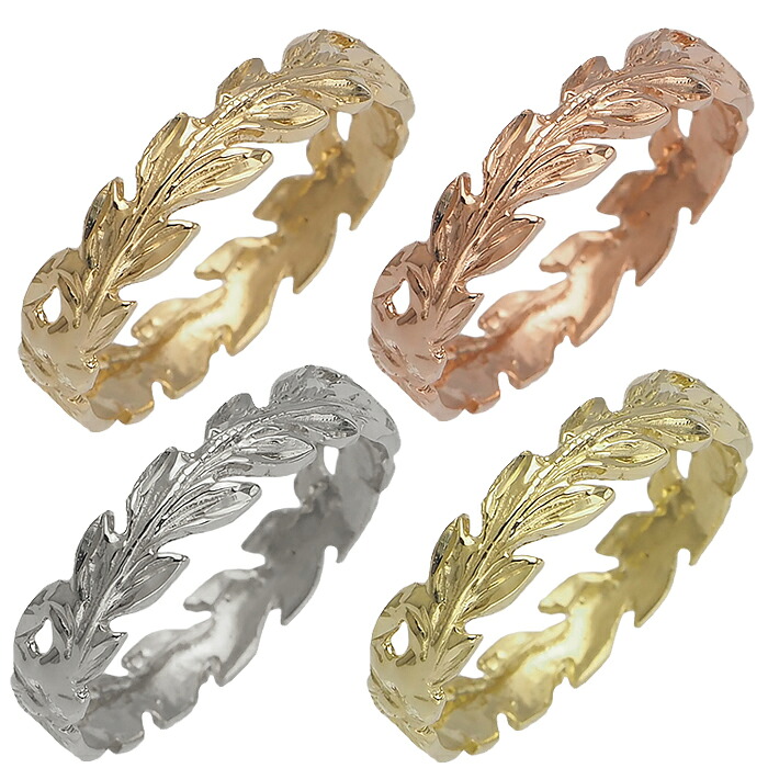 ハワイアンジュエリー リング ゴールドリング マイレリング 波 全4色 メンズ レディース 指輪 14K ゴールド ハワイ製 2号-25号