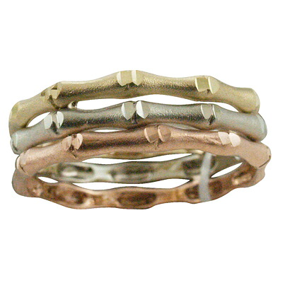 ハワイアンジュエリー リング ゴールドリング バンブーリング メンズ レディース 指輪 ハワイ製 14k ゴールド トライカラー 2号-25号|ハワイアンジュエリー アロアロ