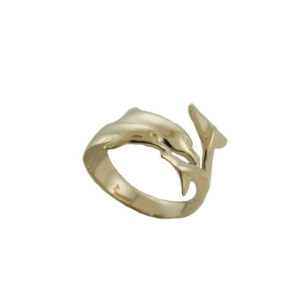 ハワイアンジュエリー リング ゴールドリング ツインドルフィンリング メンズ レディース 指輪 刻印 ハワイ製 14k ゴールド ドルフィン イルカ 2号-25号