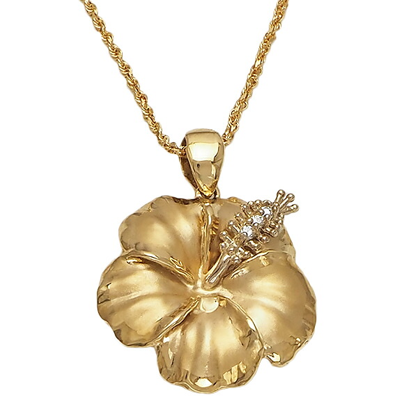 ハワイアンジュエリー ペンダント トップ 14K ゴールド ハイビスカス ダイヤモンド 104,115円