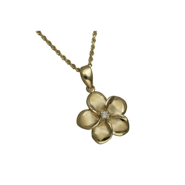 ハワイアンジュエリー ネックレス ペンダント トップ 14K ゴールド プルメリアトップ レディース ハワイ製 イエローゴールド プルメリア  ついに再販開始