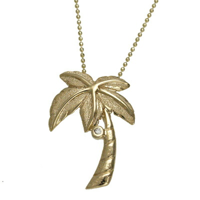ハワイアンジュエリー ネックレス ペンダント トップ 14K ゴールド パームツリートップ メンズ レディース イエローゴールド ヤシの木 ハワイ製|ハワイアンジュエリー アロアロ