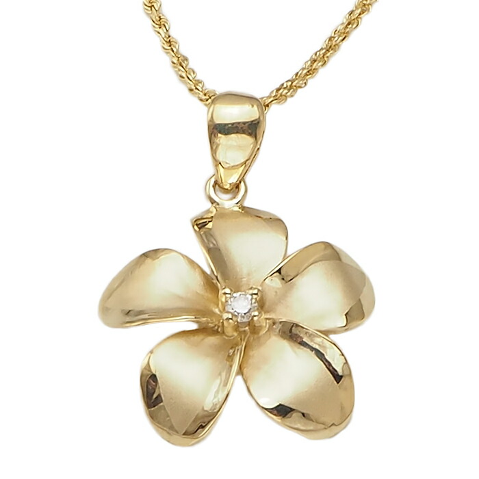 Maui divers Jewelry 14k YGプルメリアペンダントトップ プルメリア - ハワイアン・ジュエリー
