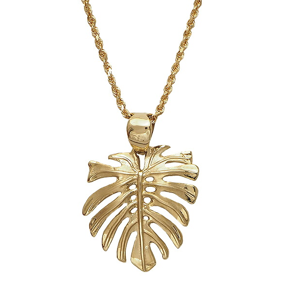 ハワイアンジュエリー ペンダント 14K イエローゴールド モンステラ