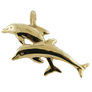 ハワイアンジュエリー ネックレス ペンダント トップ 14K ゴールド ダブルドルフィントップ２ メンズ レディース イルカ ドルフィン ハワイ製
