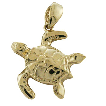ハワイアンジュエリー ネックレス ペンダント トップ 14K ゴールド リアルホヌトップ2 メンズ レディース ホヌ 海亀 ハワイ製|ハワイアンジュエリー アロアロ