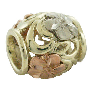 ハワイアンジュエリー ネックレス ペンダント トップ 14K ゴールド 透かしタル3カラートップ メンズ レディース バレル ハワイ製|ハワイアンジュエリー アロアロ