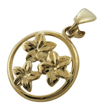 ハワイアンジュエリー ネックレス ペンダント トップ 14K ゴールド 透かしサークルプルメリアミニトップ レディース プルメリア ハワイ製