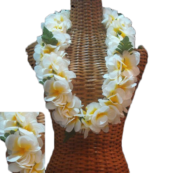 楽天市場 ハワイアン レイ フラ フラダンス衣装 フラワーレイ 王道の ダブルプルメリアジャスミンポエポエレイ ハワイアンジュエリー アロアロ