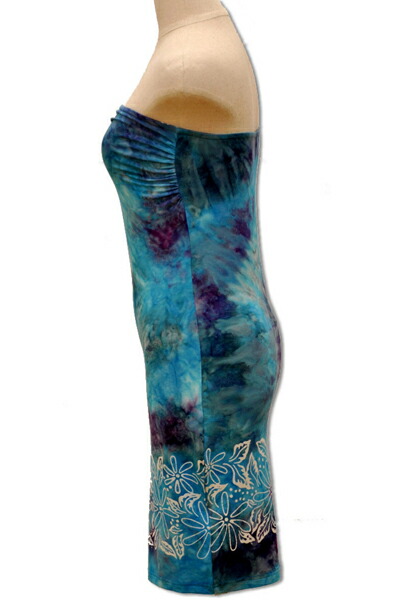 フラ プラチナ ハワイアンドレス ハワイアンワンピース フラダンス マカマカ フラダンス衣装やカジュアルでも タイダイチューブミニワンピース ブルー レディース ハワイアンジュエリー アロアロ ハワイアン フラダンスの衣装やカジュアルでも ハワイアンドレス