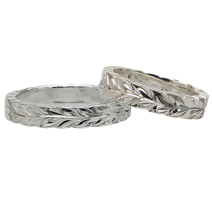 ハワイアンジュエリー リング 指輪 シルバー925 Silver アラメア 4mm＆4mm マイレリーフ フラットリング ペアリング