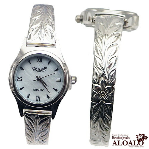 【美品】MAXI マキシ ハワイアンジュエリー 腕時計 シェル文字盤 シルバー ハワイアンジュエリー/Stainless/マキシウォッチ クロノグラフ/SS&GD