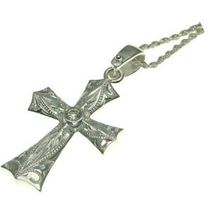 ハワイアンジュエリー ネックレス ペンダント トップ スクロールクロスインCZトップ 手彫りの重厚感! メンズ レディース シルバー クロス 手彫り|ハワイアンジュエリー アロアロ
