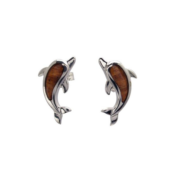 ハワイアンジュエリー ピアス イヤリング aumakua コアウッド ドルフィンピアス メンズ レディース シルバー ロジウムコーティング ハワイアンコアウッド｜ハワイアンジュエリー　アロアロ
