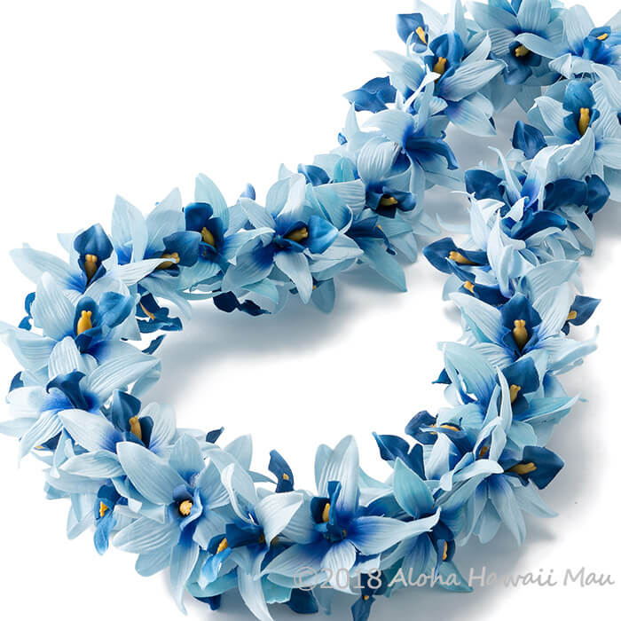 一番の フラダンス レイ バンダオーキッドレイ ブルー フラダンス衣装 ハワイアンレイ フラ フラレイ 青 花飾り ラン オーキッド Qdtek Vn