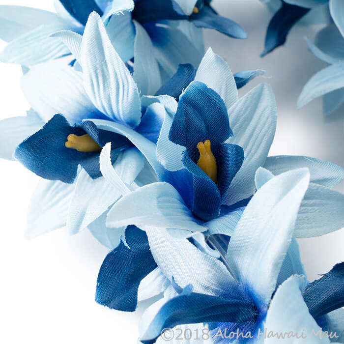 一番の フラダンス レイ バンダオーキッドレイ ブルー フラダンス衣装 ハワイアンレイ フラ フラレイ 青 花飾り ラン オーキッド Qdtek Vn