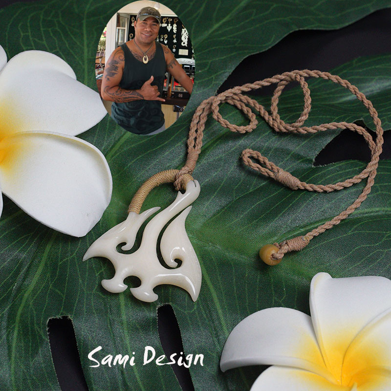 フィッシュフック ハワイアンジュエリーSami Design １点モノ★再入荷無し★ Manta M Cow Born Material　牛の骨