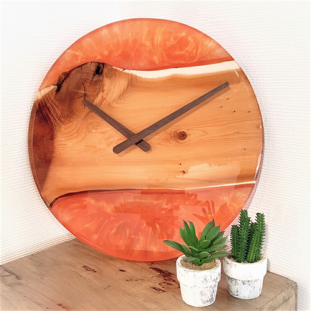 楽天市場】ウッドクロック レジン レモンイエロー 時計 木 ウッド調