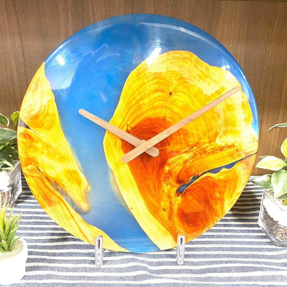 楽天市場】ウッドクロック レジン レモンイエロー 時計 木