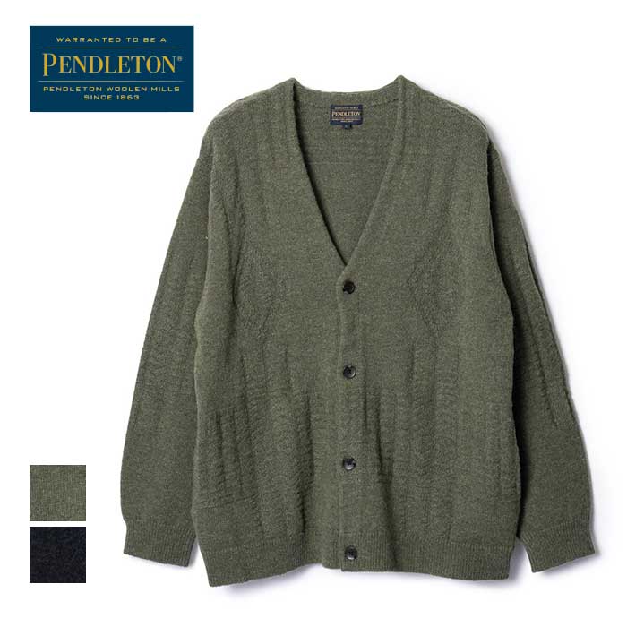【最大P29倍マラソン】ペンドルトン カーディガン PENDLETON 5GG リンクスカーディガン メンズ レディース ユニセックス 19807048 5GG Links Cardigan ブラック カーキ 秋冬 S / M / L ウール (240926)【SPS2603】