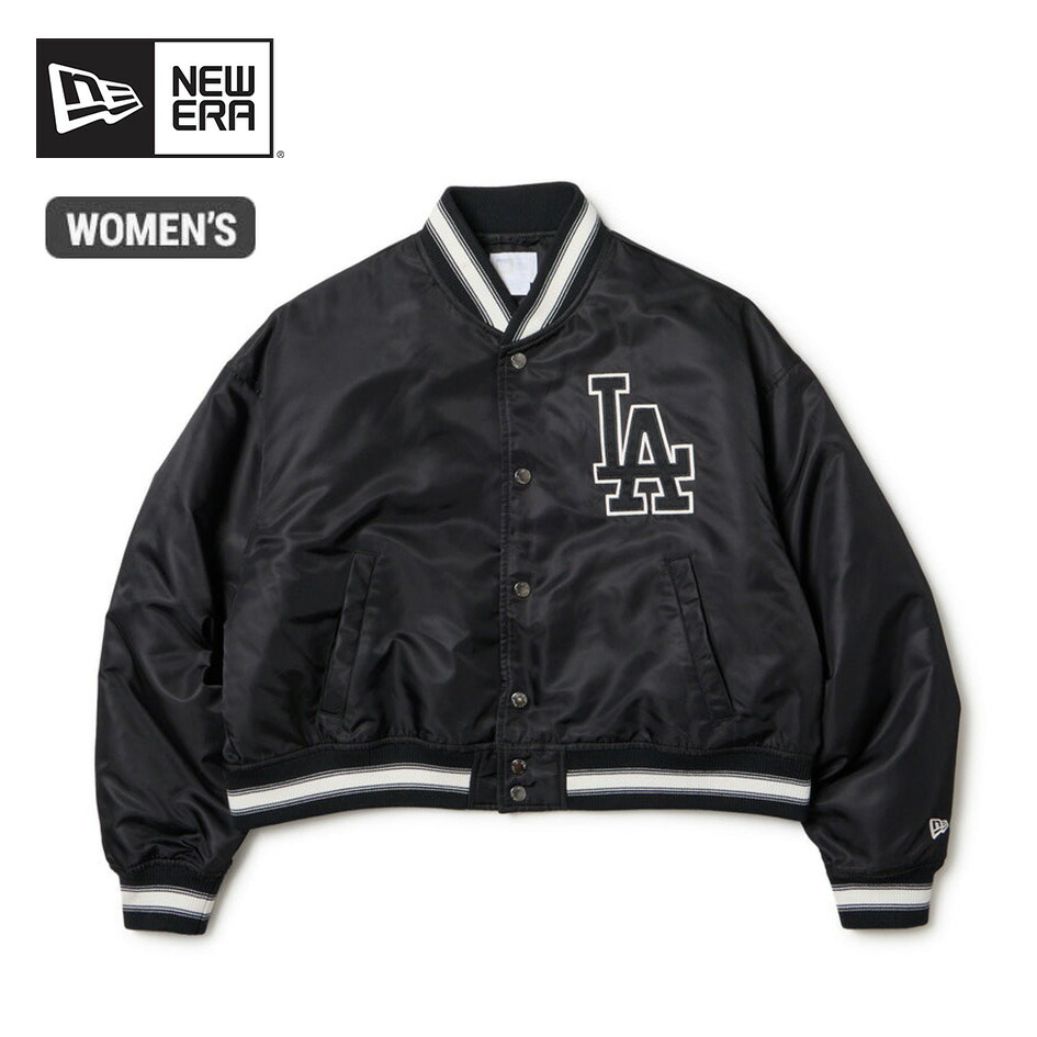 【10日最大P19倍】ニューエラ ジャケット NEWERA WS NYLON VARSITY JACKET ウィメンズ バーシティージャケット ロサンゼルス・ドジャース ブラック 14674698 MLB レディース アウター スタジャン (251011)