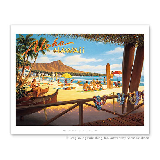 Sarah Caudle / サラカードル】”Waikiki Beach”Matted Print