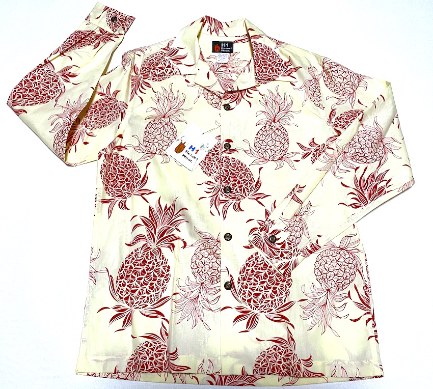 アロハシャツ メンズ 長袖 シリアス大きさ H1sportswear H1運動御召物 H1l009 アイボリ パイナップル真性 パイン レディース 大衆性 小意気 頂戴物 配り物 出生日曜日 お慶び事 お父さんの日 エベント 旅行 リゾート アウトドア 制約 ブランド名 柄シャツ ワンピース 貨物
