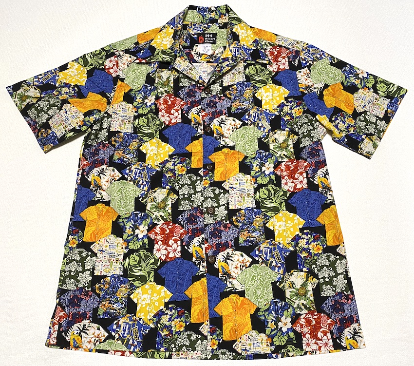 アロハシャツ メンズ 半袖 大きいサイズH1 Sportswear(H1スポーツウェア） H1013 黒（クロ） アロハ柄 人気 プレゼント ギフト 父の日 イベント フェス 旅行 おでかけ 祭り ブランド BBQ キャンプ リモート 開襟（オープンカラー） 送料無料 12,432円