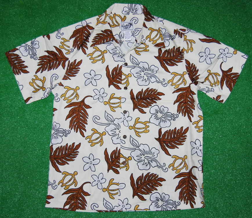 アロハシャツ メンズ 半袖 大きいサイズ PARADISE STYLE(パラダイス スタイル）PSS023 アイボリー ウミガメ フラワーレディース コットン35％ポリエステル65％ 開襟（オープンカラー）送料無料｜アロハシャツのWAKUWAKU店 8,960円