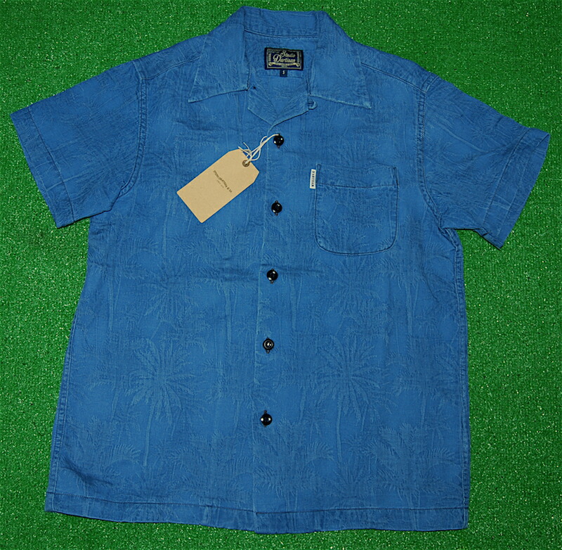 アロハシャツ｜STUDIO D'ARTISAN(ステュディオ・ダ・ルチザン）｜SD5559UB-PALM｜半袖｜メンズ｜サックスブルー・藍色｜藍染｜膨れジャガード｜ヤシの木｜パームツリー｜コットン100％｜開襟｜フロントフルオープン｜送料無料
