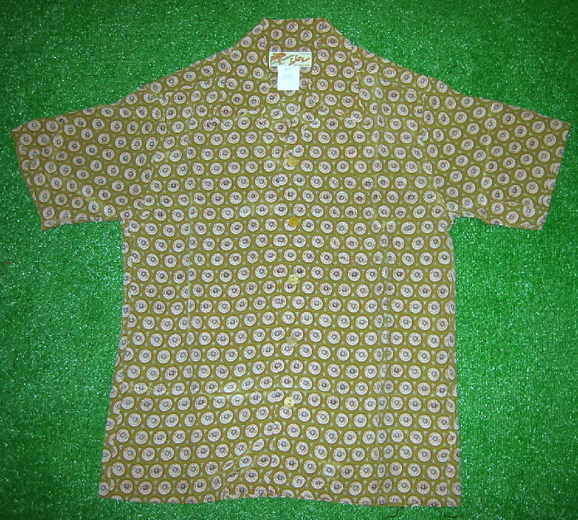 メンズ3Lシルク100%ララカイ マナカレイ和柄半袖アロハシャツ ヴィンテージ メンズ3Lシルク100%ララカイ マナカレイ和柄半袖アロハシャツ