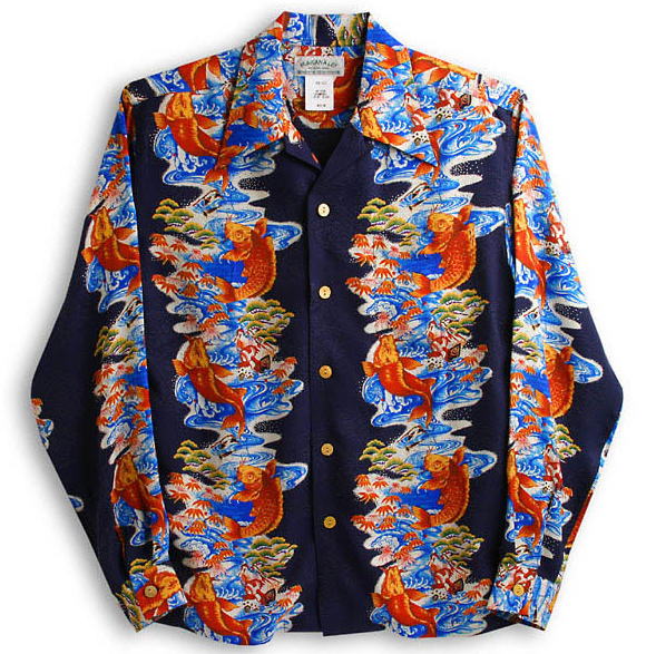 【LALAKAI】和柄　長袖アロハシャツ　鶴　MEDIUM LALAKAIの長袖アロハシャツ1ページ目 | アロハシャツの専門店