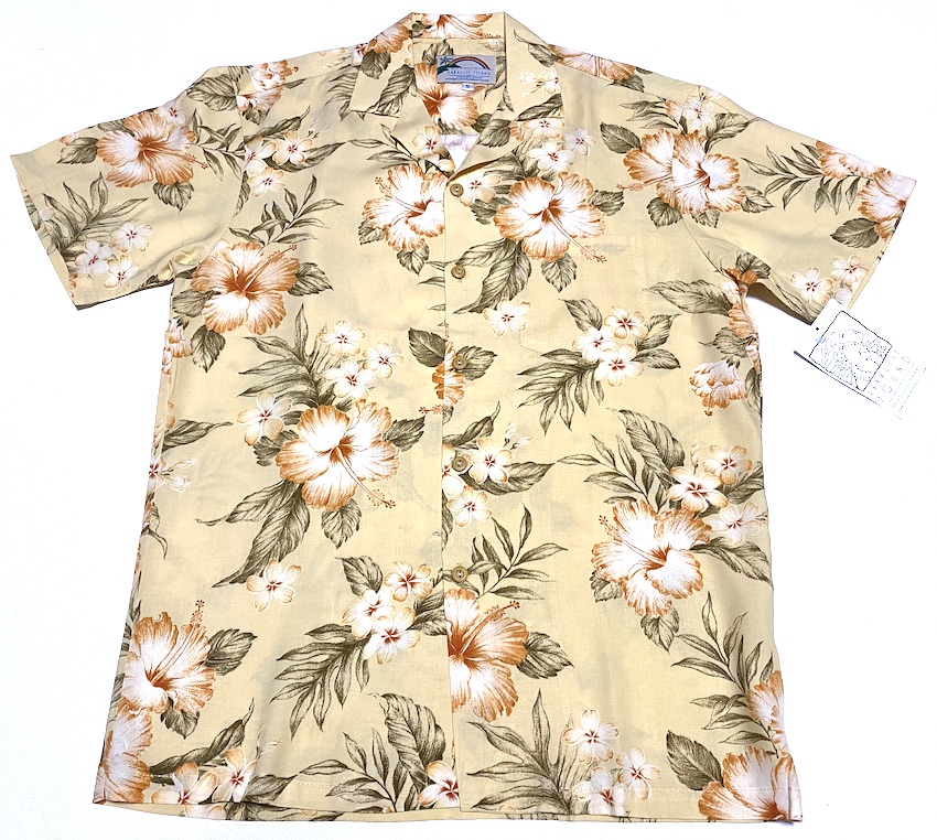 【アロハシャツ】メンズ 大きいサイズ 半袖 PARADISE FOUND パラダイスファウンド PF218 ベージュ（明るめ） フラワー 人気 おしゃれ ハワイブランド 高級 プレゼント ギフト お祝 父の日 誕生日 結婚式 旅行 柄シャツ 衣装 制服 イベント 開襟 送料無料