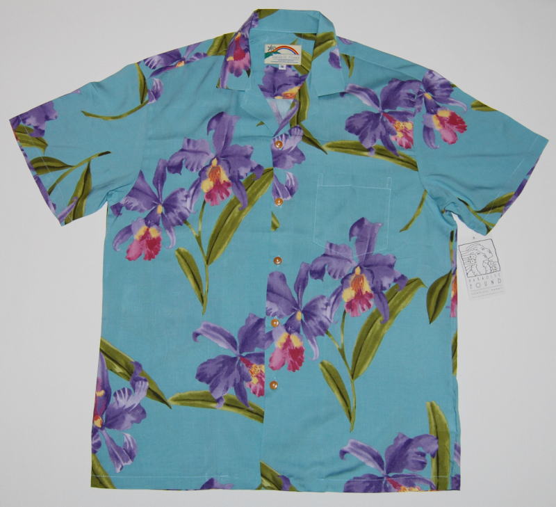 アロハシャツ メンズ 半袖 大きいサイズ PARADISE FOUND(パラダイスファウンド） PF149 ライトブルー（水色） フラワー柄 オーキッド 蘭 レディース プレゼント ギフト 母の日 父の日 結婚式 イベント 旅行 開襟（オープンカラー）｜アロハシャツのWAKUWAKU店