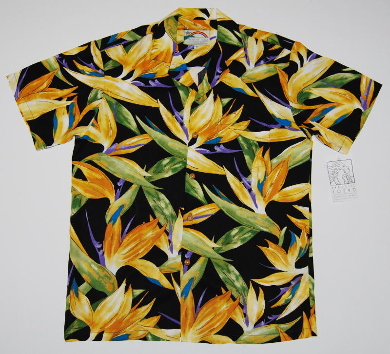 【アロハシャツ】メンズ 半袖 PARADISE FOUND(パラダイスファウンド） PF195 半袖 メンズ ブラック（黒） 花・フラワー柄 ブランド 高級 プレゼント ギフト ハワイ 父の日 レーヨン100％ 開襟・オープンカラー 送料無料