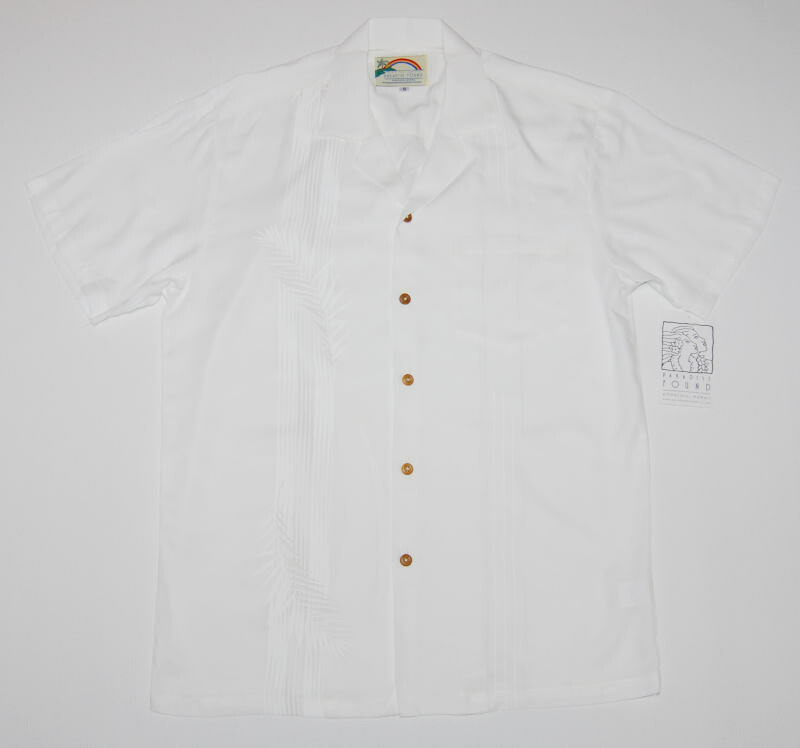 アロハシャツ メンズ 半袖 PARADISE FOUND(パラダイスファウンド） PF196 白・ホワイト リーフ・葉柄 結婚式 ウェディング 父の日 プレゼント クールビズ おしゃれ 大きいサイズ レーヨン100％ 開襟（オープンカラー） 送料無料