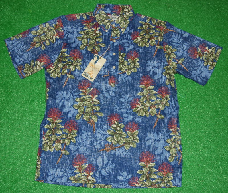 アロハシャツ メンズ 半袖 REYN SPOONER レインスプーナー RS454 半袖 LEHUA BLOAMS ブルー・青色 花・フラワー柄 ハワイ 高級ブランド コットン55％ポリ45％ スプーナークロス 裏生地仕様 ボタンダウン プルオーバー 送料無料｜アロハシャツのWAKUWAKU店