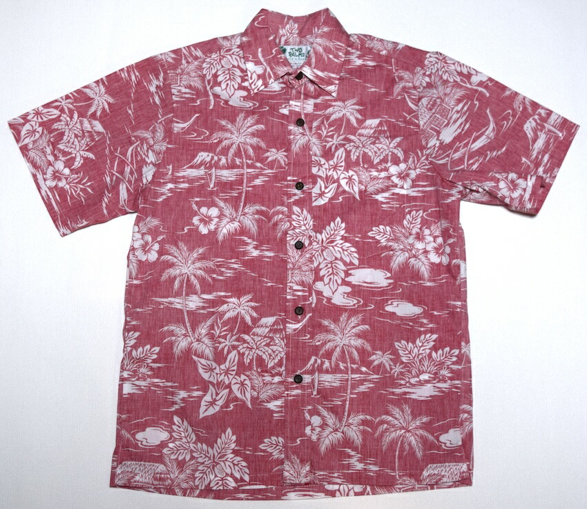 アロハシャツ メンズ 半袖 TWO PALMS TWO116 赤いこと US大きさ 見晴らし柄 今めかしい 御芽出度 差し上げ物 ハワイアン 気が大きい大きさ 綿織物100％ 裏地遣りかた 並大抵襟 貨物輸送無料