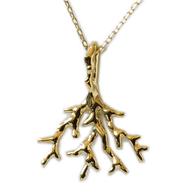 ハワイアンジュエリー ネックレス k18 ゴールド ネックレス アクセサリー K18 k18 18金 ゴールド コーラルモチーフ ペンダント イエローゴールド 華奢 シンプル 珊瑚 レディース 女性 apd1164 gold necklace